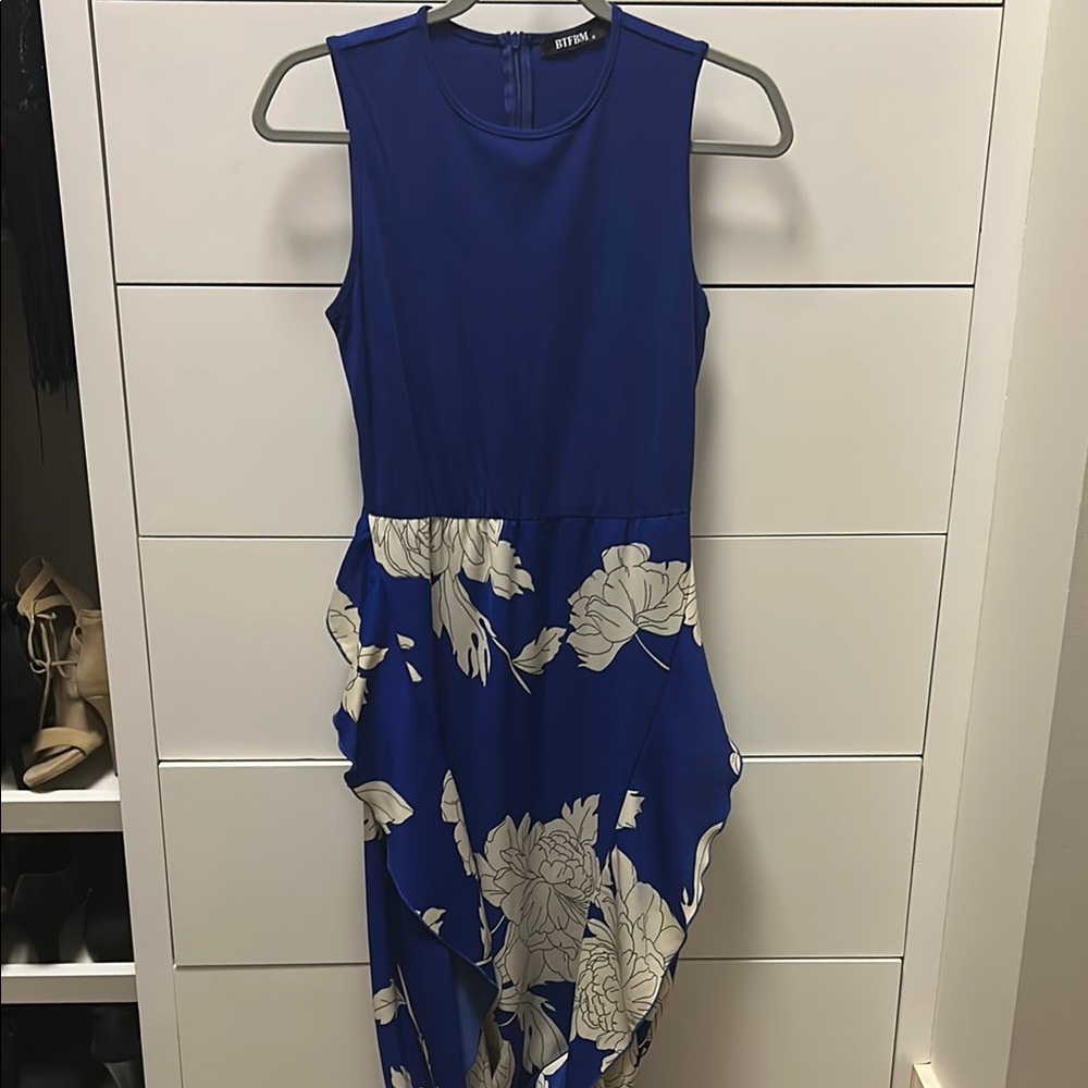 Rhyme Blue Floral Sleeveless Midi Dress